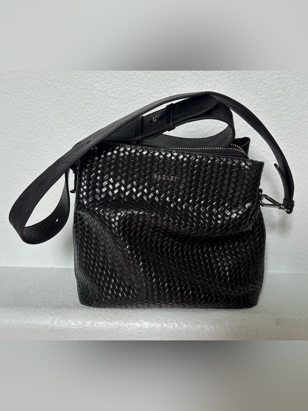 Radley London Dukes Place Medium Black Woven Leather Crossbody Bag